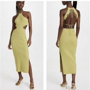 Revolve X Significant Other NWT US 12 Avocado Green Ribbed Skye Midi‎ Dress
